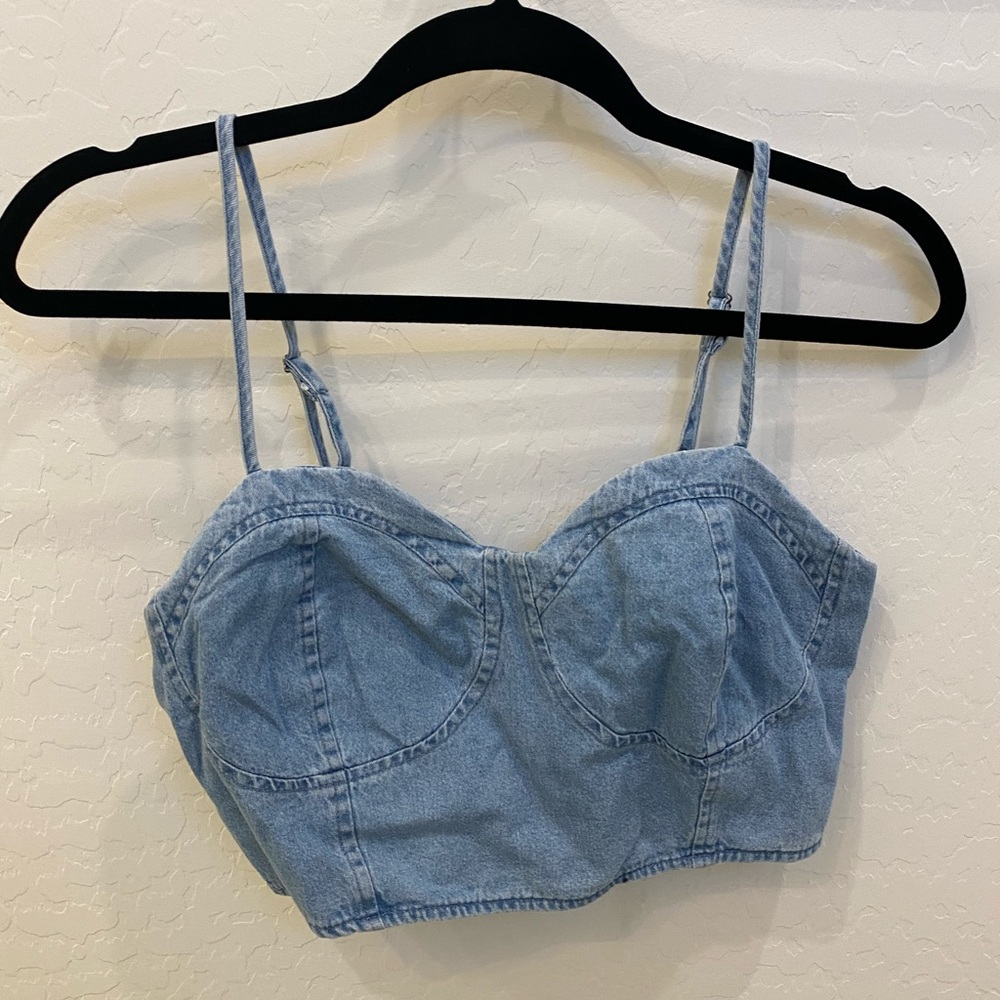 Cropped denim shirt